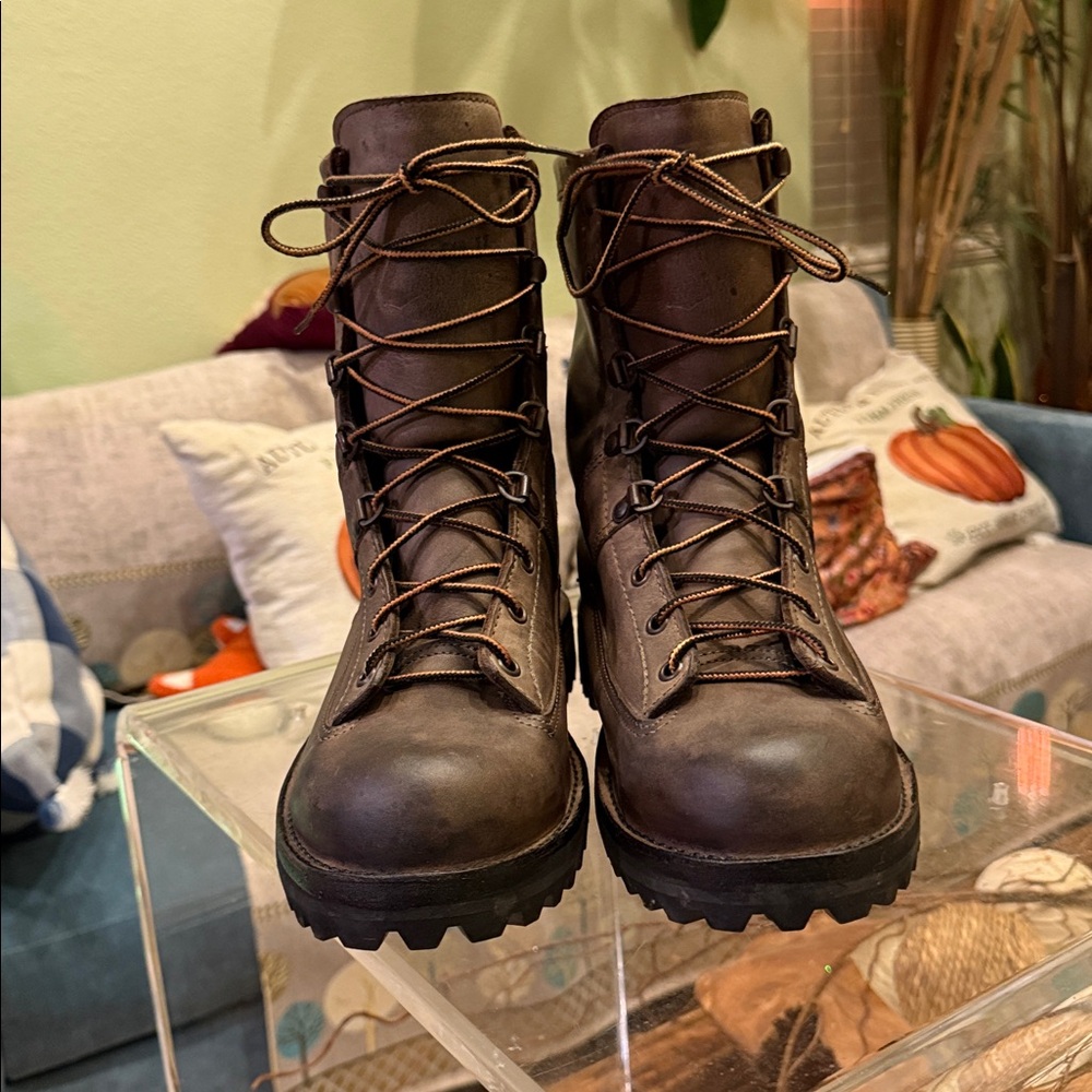 DANNER VINTAGE USA GORE-TEX BROWN LEATHER WORK CHORE LACE UP TRUCKER BOOTS 10EE - Picture 2 of 11